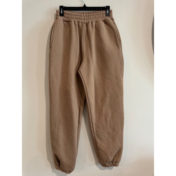 Comfrt Pants - Comfrt Signature Sweatpants‎ Womens Small Tan High Waisted Fleece Joggers lounge